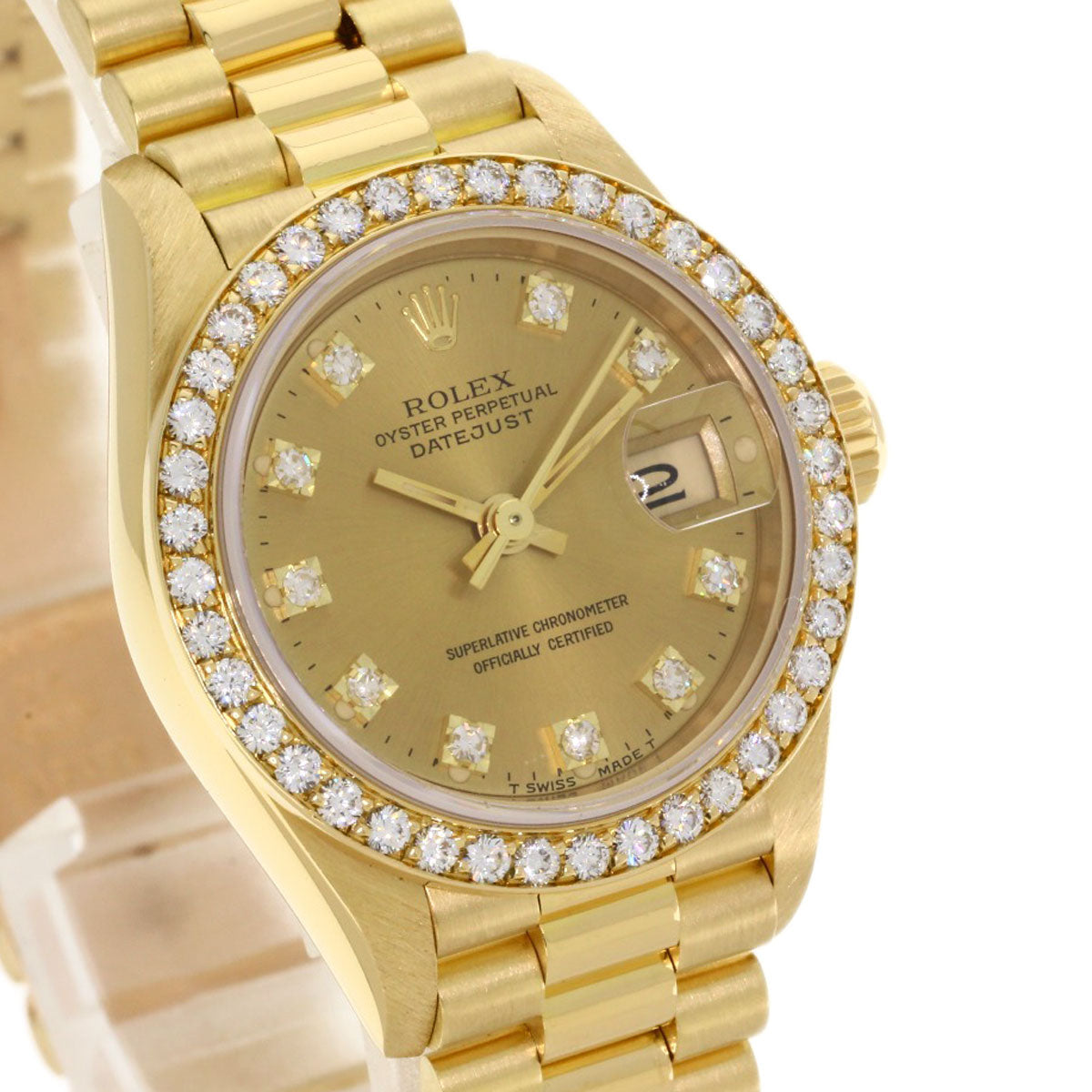 ROLEX ロレックス 69138G デイトジャスト 10P ダイヤモンド 腕時計 K18YG レディース 中古