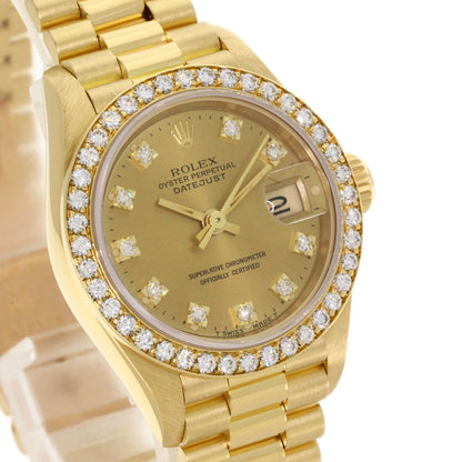 ROLEX ロレックス 69138G デイトジャスト 10P ダイヤモンド 腕時計 K18YG レディース 中古