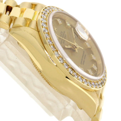 ROLEX ロレックス 69138G デイトジャスト 10P ダイヤモンド 腕時計 K18YG レディース 中古