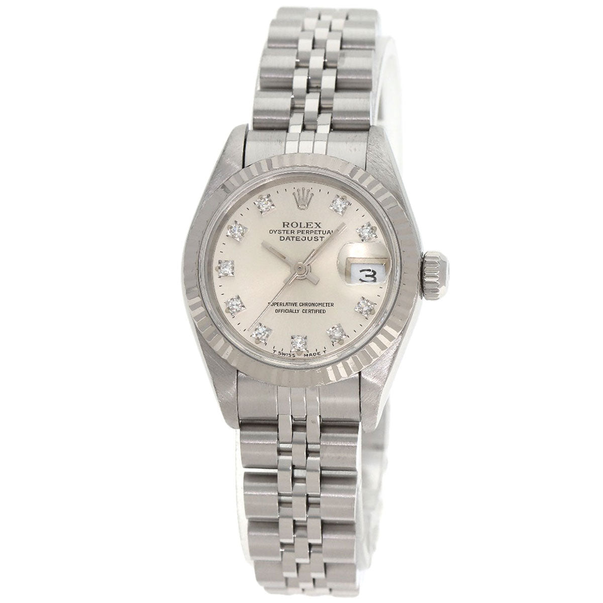 ROLEX ロレックス 69174G デイトジャスト 10P ダイヤモンド 腕時計 SS レディース 中古