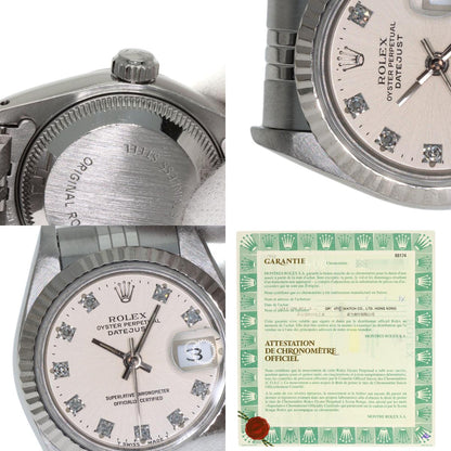 ROLEX ロレックス 69174G デイトジャスト 10P ダイヤモンド 腕時計 SS レディース 中古