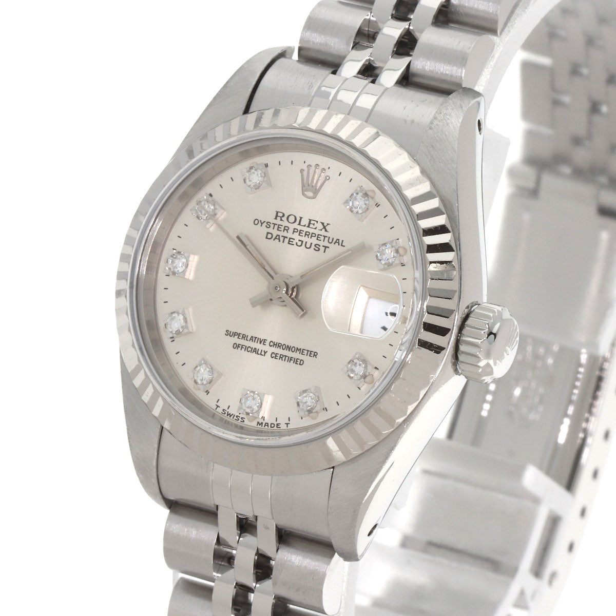 ROLEX ロレックス 69174G デイトジャスト 10P ダイヤモンド 腕時計 SS レディース 中古