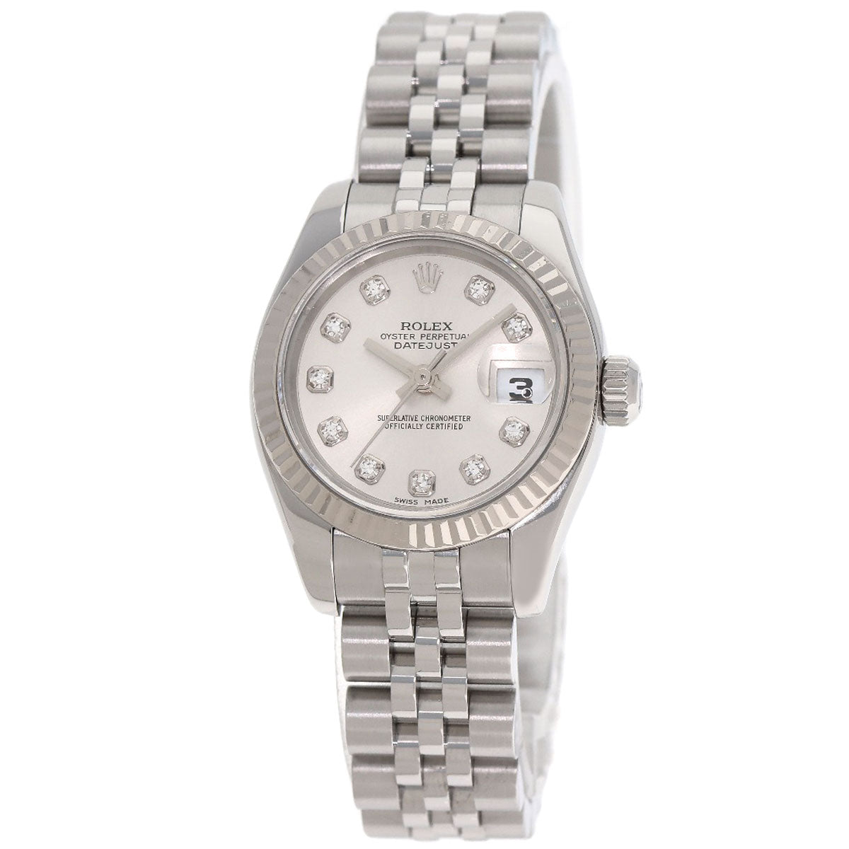 ROLEX ロレックス 179174G デイトジャスト 10P ダイヤモンド 腕時計 SS レディース 中古