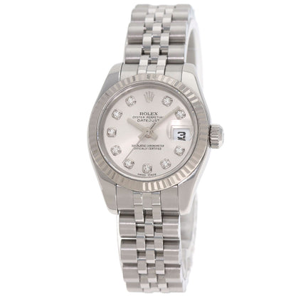 ROLEX ロレックス 179174G デイトジャスト 10P ダイヤモンド 腕時計 SS レディース 中古