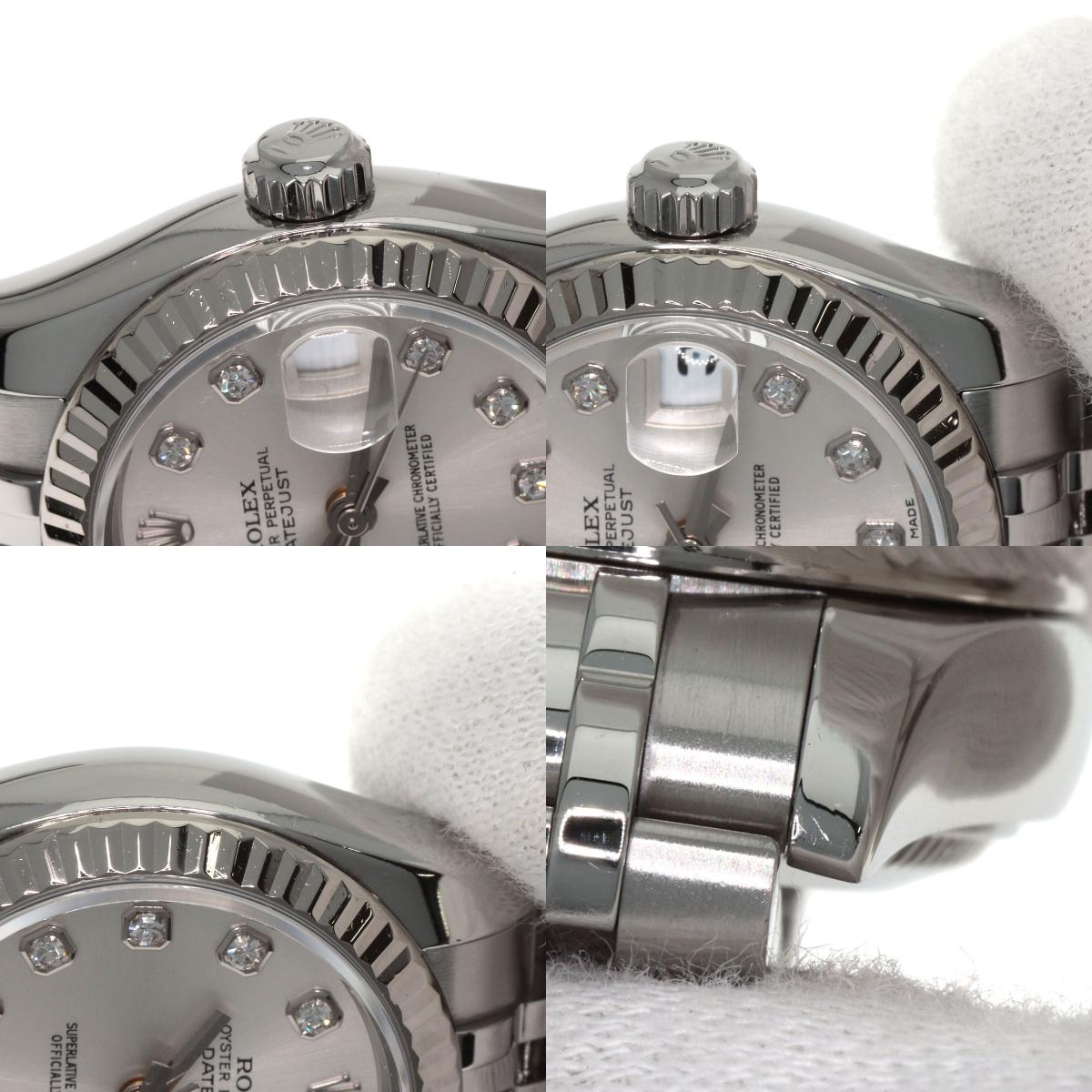 ROLEX ロレックス 179174G デイトジャスト 10P ダイヤモンド 腕時計 SS レディース 中古