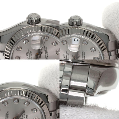 ROLEX ロレックス 179174G デイトジャスト 10P ダイヤモンド 腕時計 SS レディース 中古