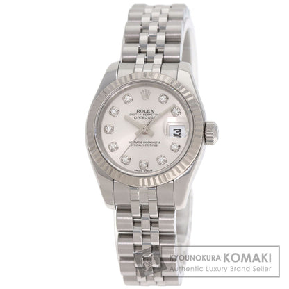 ROLEX ロレックス 179174G デイトジャスト 10P ダイヤモンド 腕時計 SS レディース 中古