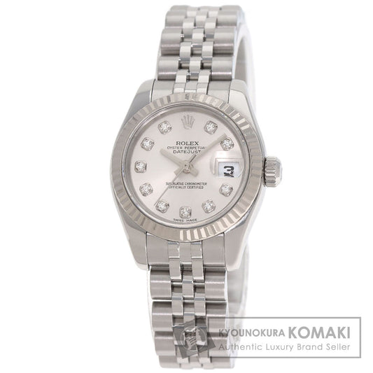 ROLEX ロレックス 179174G デイトジャスト 10P ダイヤモンド 腕時計 SS レディース 中古