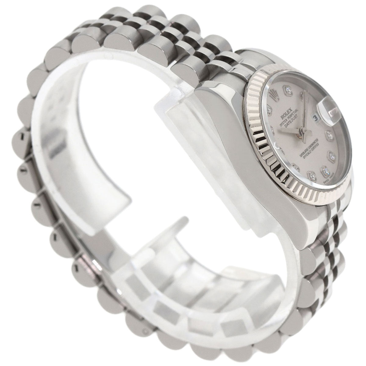 ROLEX ロレックス 179174G デイトジャスト 10P ダイヤモンド 腕時計 SS レディース 中古