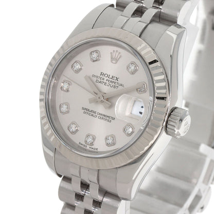 ROLEX ロレックス 179174G デイトジャスト 10P ダイヤモンド 腕時計 SS レディース 中古
