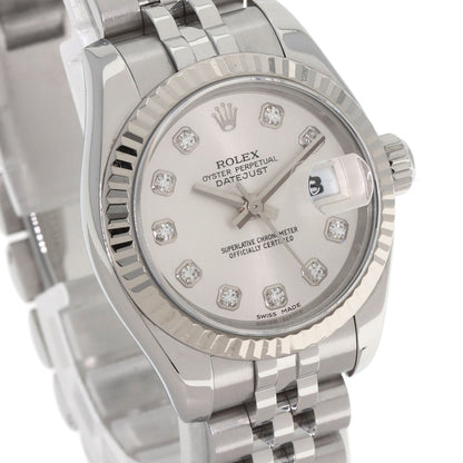 ROLEX ロレックス 179174G デイトジャスト 10P ダイヤモンド 腕時計 SS レディース 中古