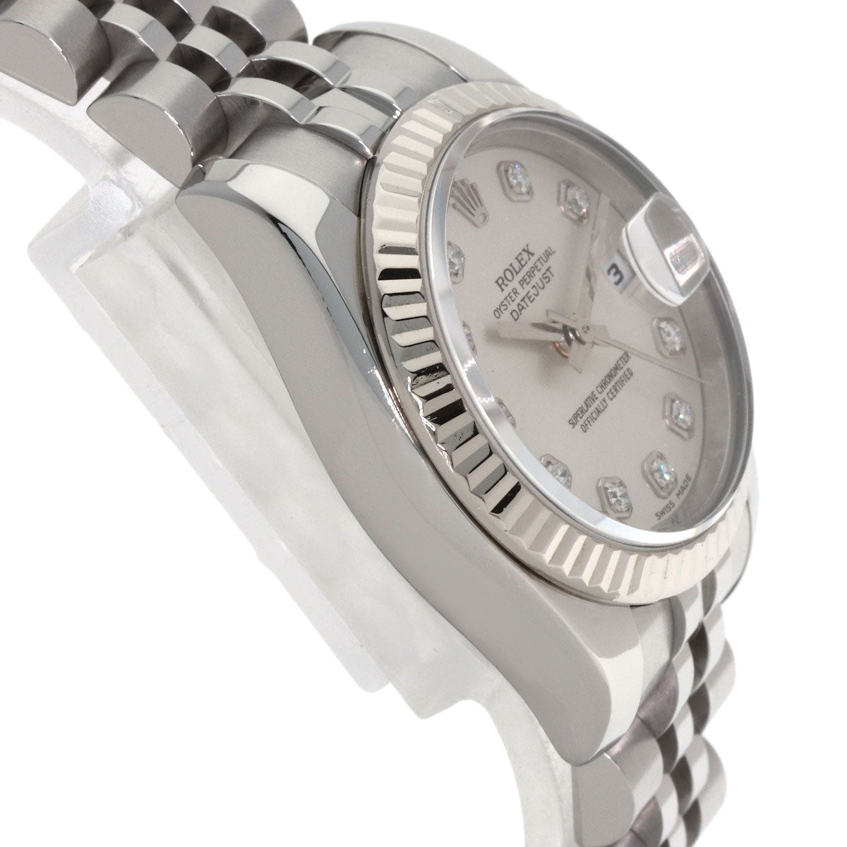 ROLEX ロレックス 179174G デイトジャスト 10P ダイヤモンド 腕時計 SS レディース 中古