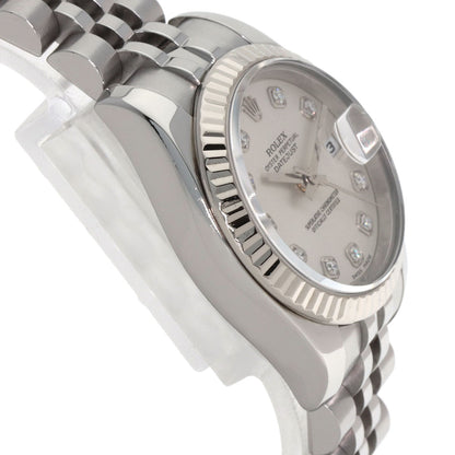 ROLEX ロレックス 179174G デイトジャスト 10P ダイヤモンド 腕時計 SS レディース 中古