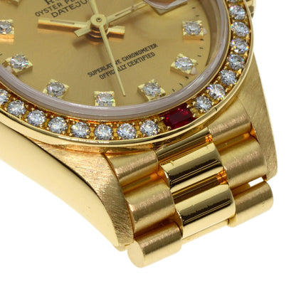 ROLEX ロレックス 69068G デイトジャスト 10P ダイヤモンド 腕時計 K18YG レディース 中古