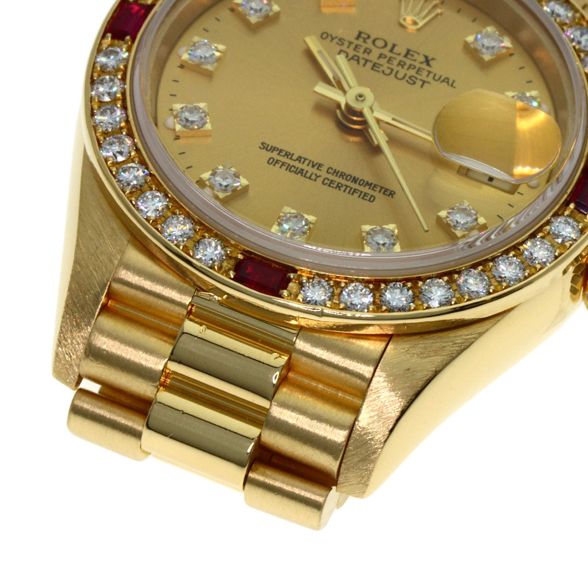 ROLEX ロレックス 69068G デイトジャスト 10P ダイヤモンド 腕時計 K18YG レディース 中古