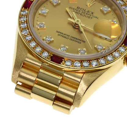 ROLEX ロレックス 69068G デイトジャスト 10P ダイヤモンド 腕時計 K18YG レディース 中古