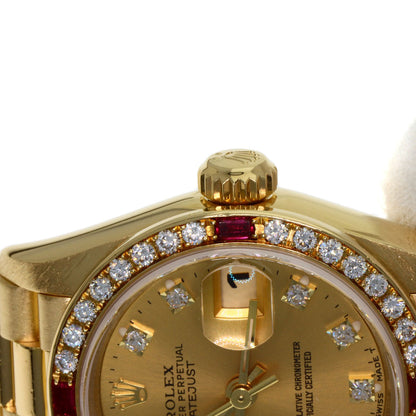 ROLEX ロレックス 69068G デイトジャスト 10P ダイヤモンド 腕時計 K18YG レディース 中古