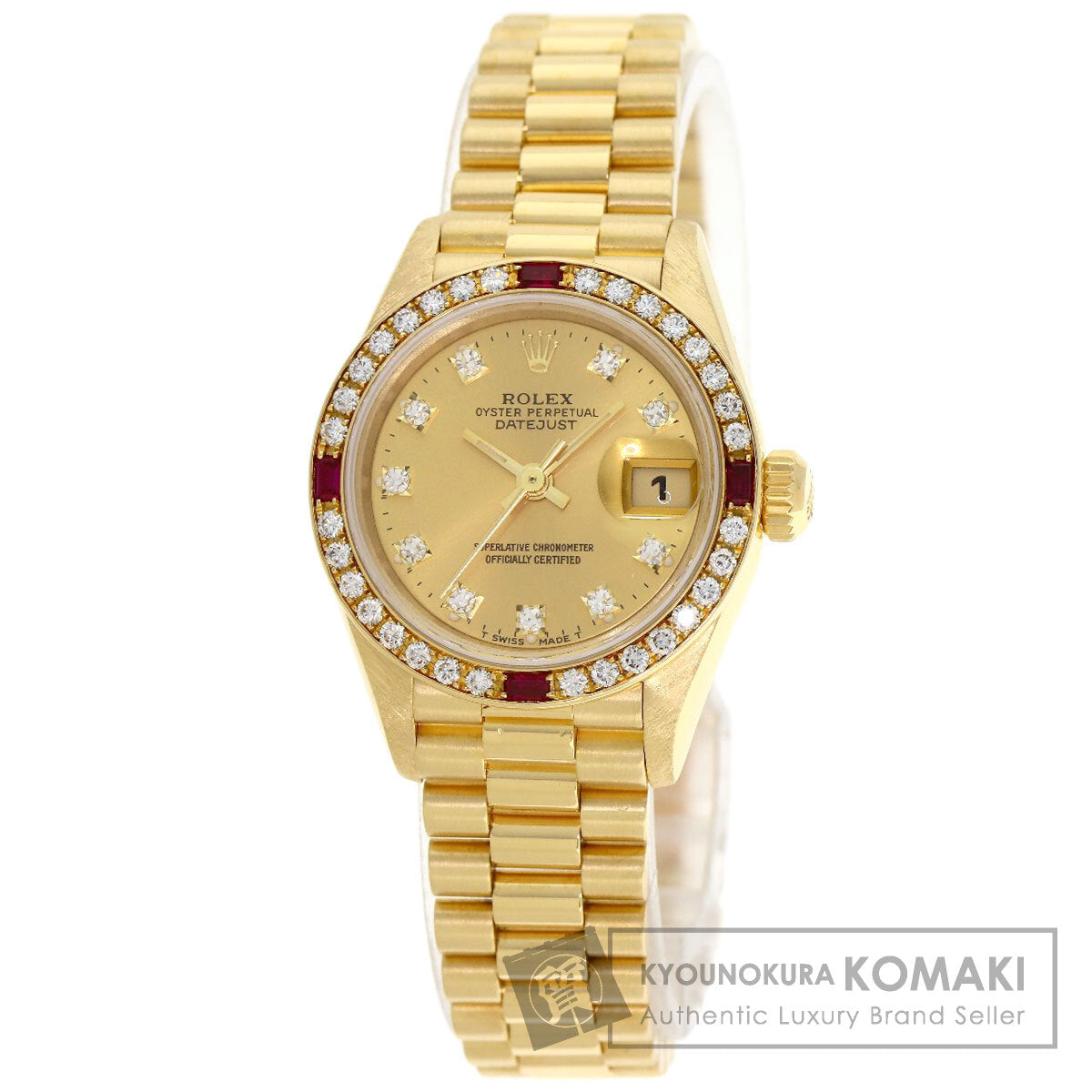 ROLEX ロレックス 69068G デイトジャスト 10P ダイヤモンド 腕時計 K18YG レディース 中古