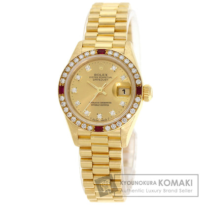 ROLEX ロレックス 69068G デイトジャスト 10P ダイヤモンド 腕時計 K18YG レディース 中古