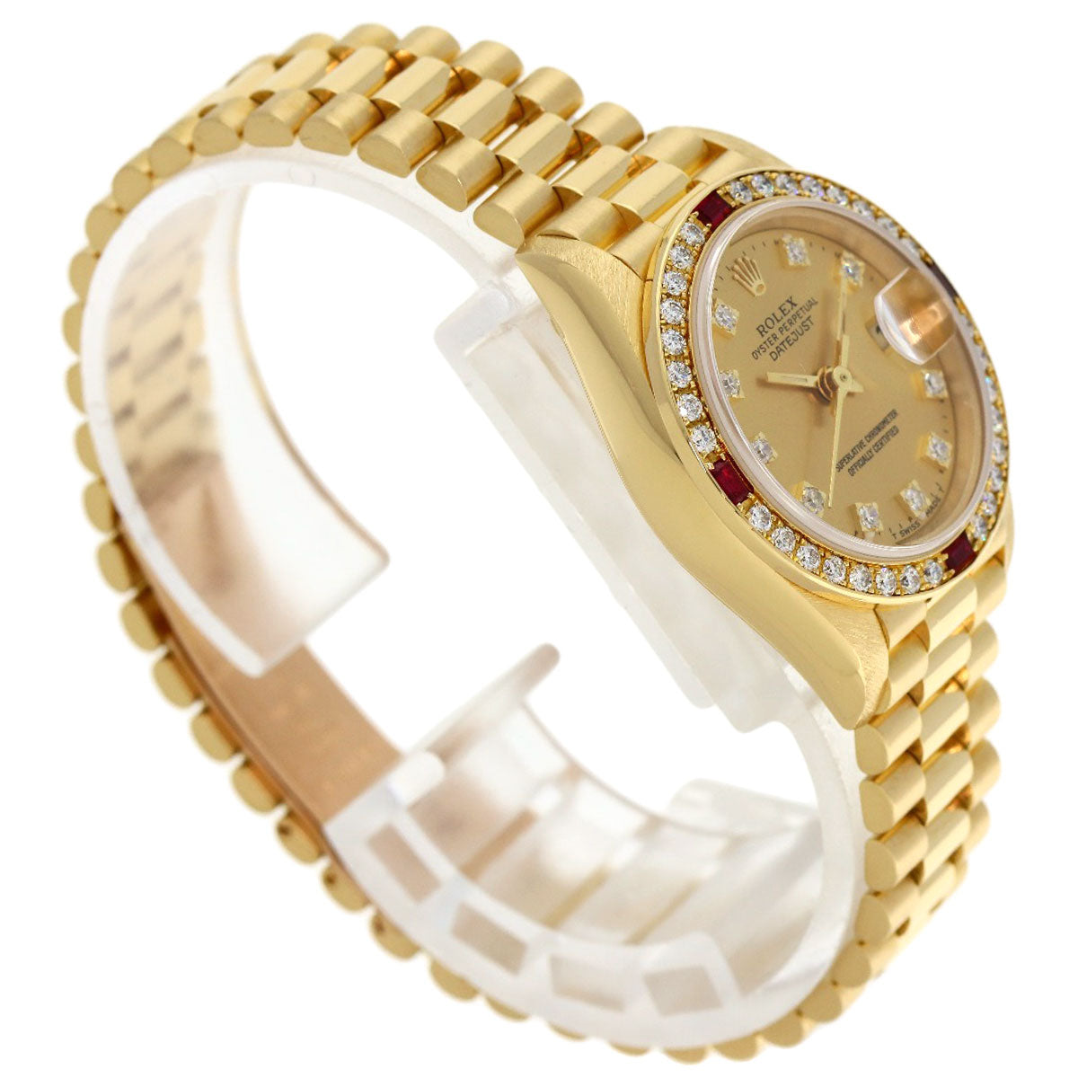 ROLEX ロレックス 69068G デイトジャスト 10P ダイヤモンド 腕時計 K18YG レディース 中古