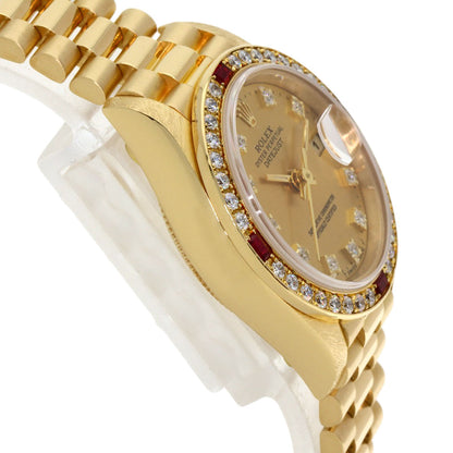 ROLEX ロレックス 69068G デイトジャスト 10P ダイヤモンド 腕時計 K18YG レディース 中古