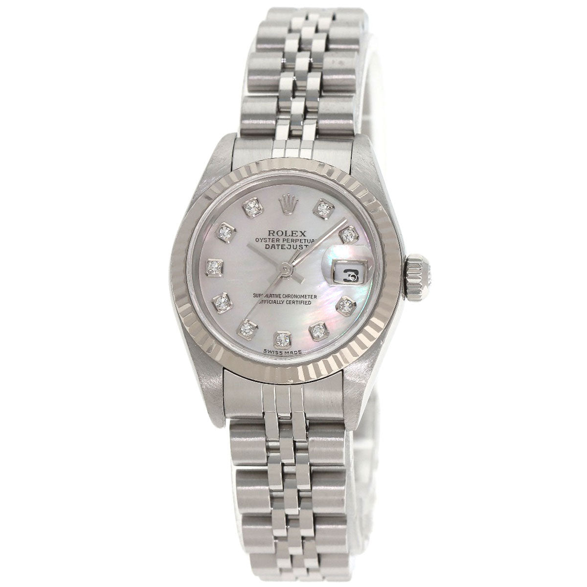 ROLEX ロレックス 79174NG デイトジャスト 10P ダイヤモンド 腕時計 SS レディース 中古