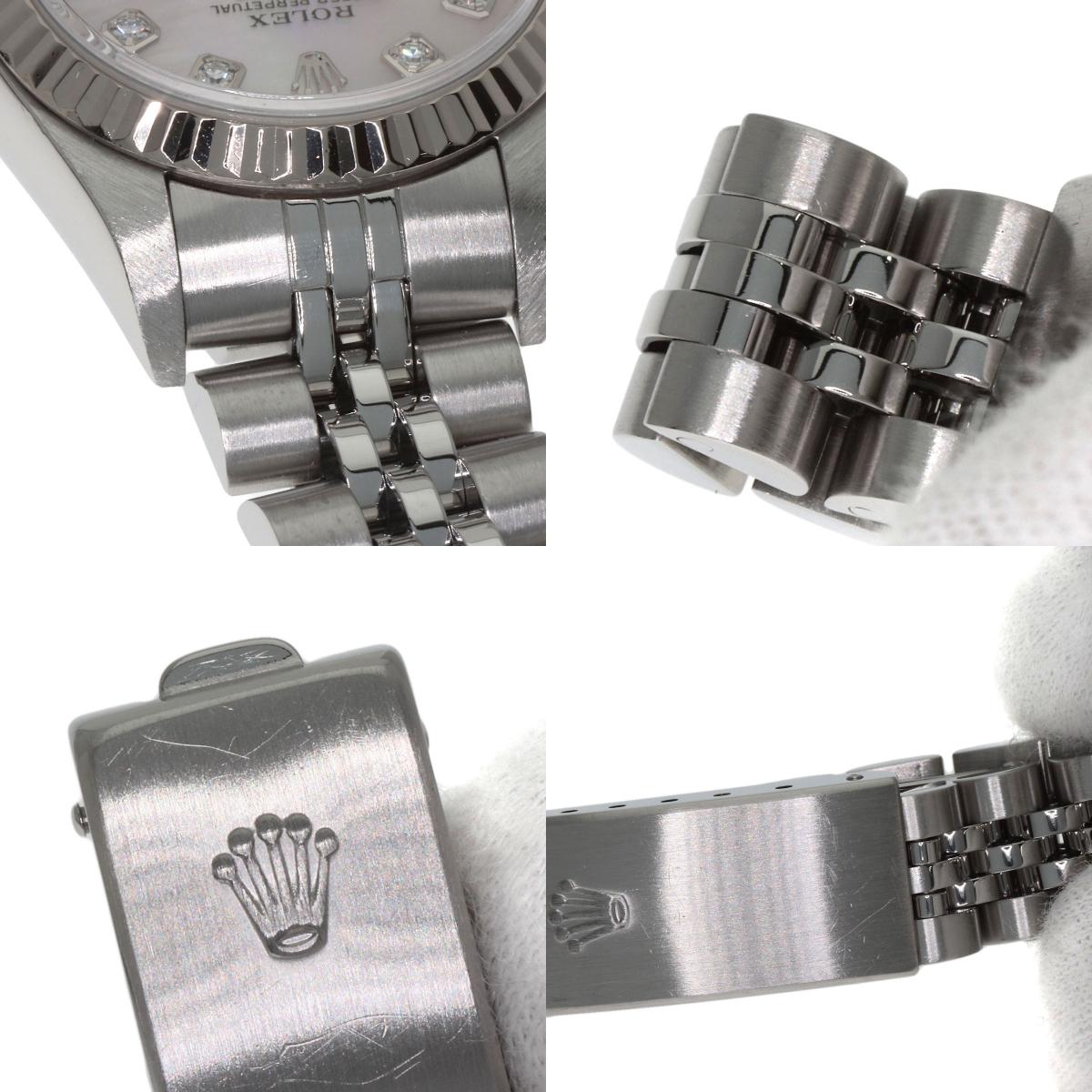 ROLEX ロレックス 79174NG デイトジャスト 10P ダイヤモンド 腕時計 SS レディース 中古