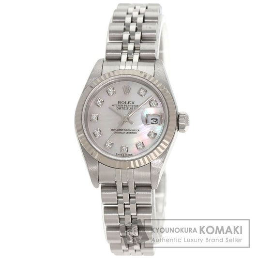 ROLEX ロレックス 79174NG デイトジャスト 10P ダイヤモンド 腕時計 SS レディース 中古