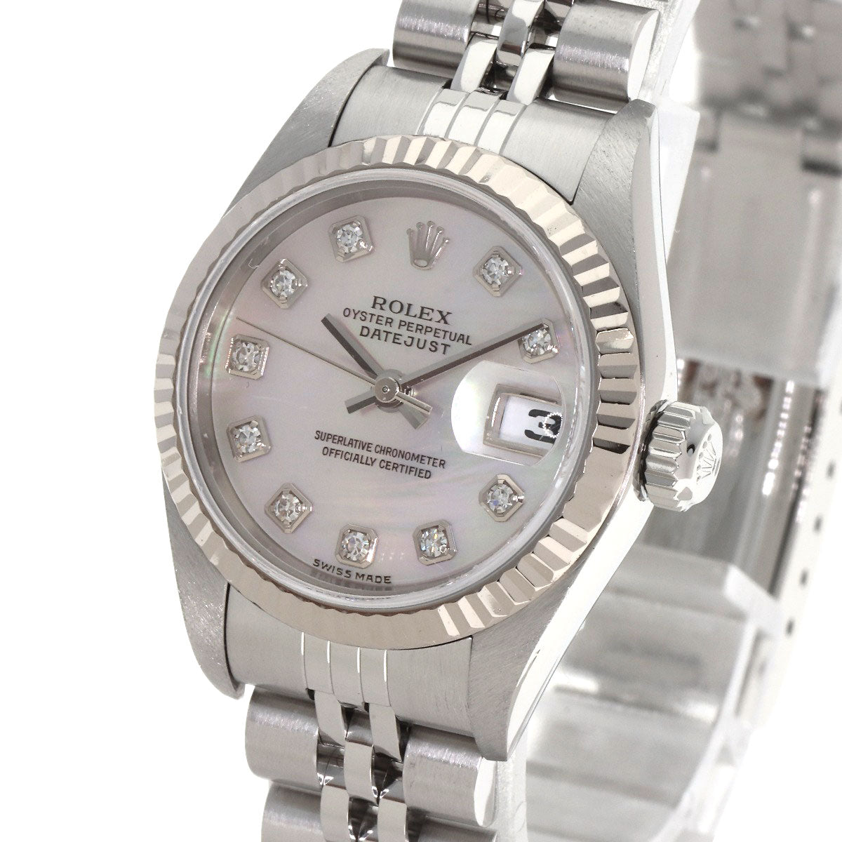 ROLEX ロレックス 79174NG デイトジャスト 10P ダイヤモンド 腕時計 SS レディース 中古