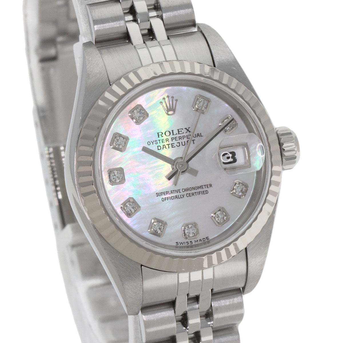ROLEX ロレックス 79174NG デイトジャスト 10P ダイヤモンド 腕時計 SS レディース 中古