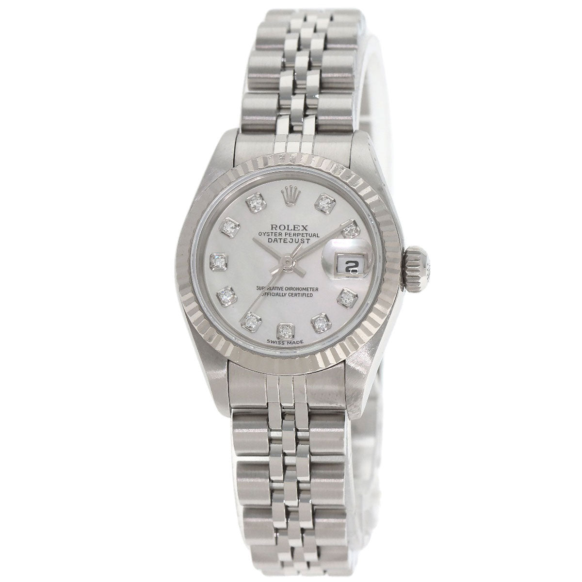 ROLEX ロレックス 69174NG デイトジャスト 10P ダイヤモンド 腕時計 SS レディース 中古