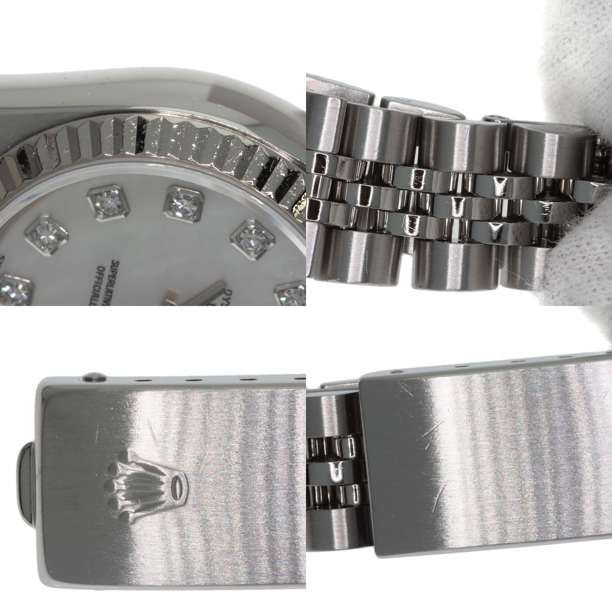 ROLEX ロレックス 69174NG デイトジャスト 10P ダイヤモンド 腕時計 SS レディース 中古