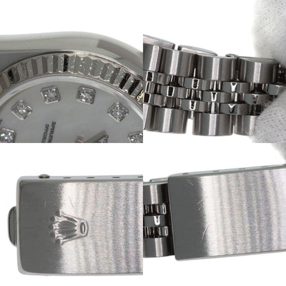 ROLEX ロレックス 69174NG デイトジャスト 10P ダイヤモンド 腕時計 SS レディース 中古