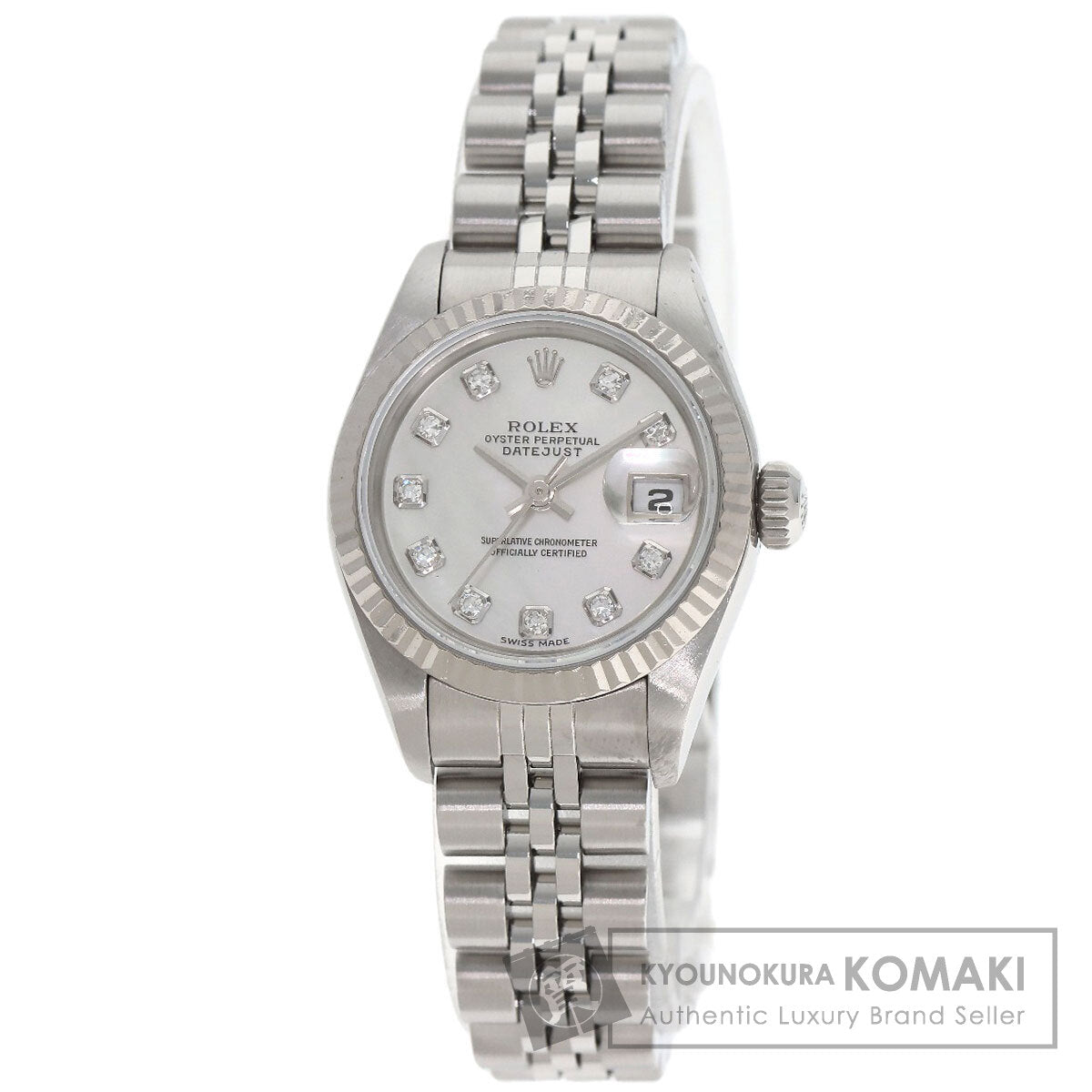 ROLEX ロレックス 69174NG デイトジャスト 10P ダイヤモンド 腕時計 SS レディース 中古
