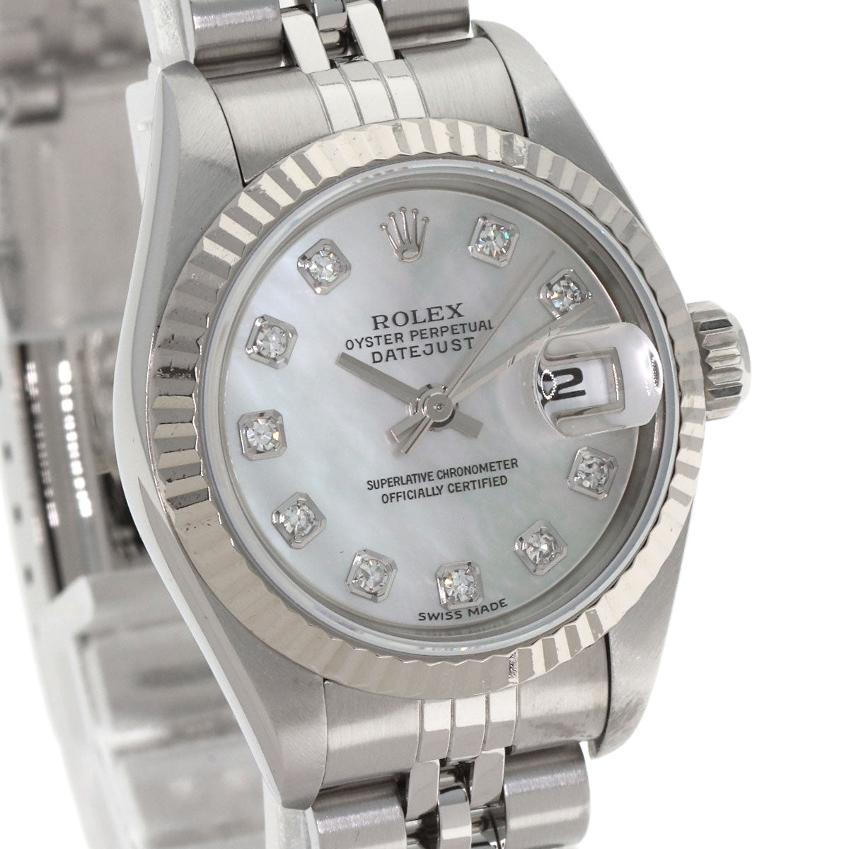 ROLEX ロレックス 69174NG デイトジャスト 10P ダイヤモンド 腕時計 SS レディース 中古