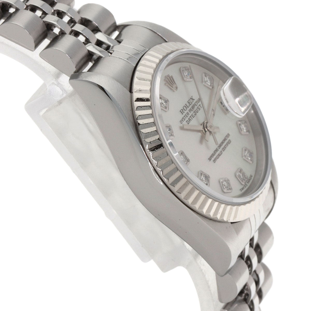 ROLEX ロレックス 69174NG デイトジャスト 10P ダイヤモンド 腕時計 SS レディース 中古
