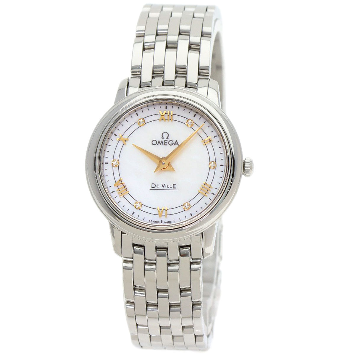 OMEGA オメガ 424.10.27.60.55.001 デビル プレステージ 6P ダイヤモンド 腕時計 SS レディース 中古