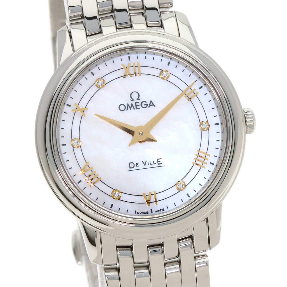 OMEGA オメガ 424.10.27.60.55.001 デビル プレステージ 6P ダイヤモンド 腕時計 SS レディース 中古