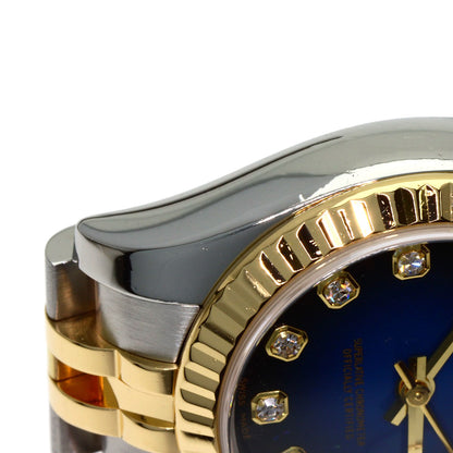 ROLEX ロレックス 179173G デイトジャスト 10P ダイヤモンド ブルーグラデーション 腕時計 SS レディース 中古