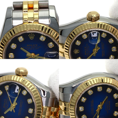 ROLEX ロレックス 179173G デイトジャスト 10P ダイヤモンド ブルーグラデーション 腕時計 SS レディース 中古