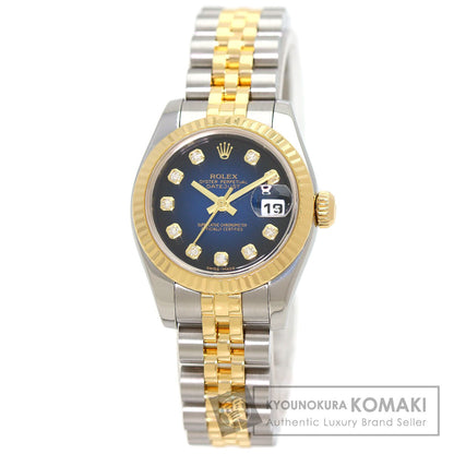 ROLEX ロレックス 179173G デイトジャスト 10P ダイヤモンド ブルーグラデーション 腕時計 SS レディース 中古