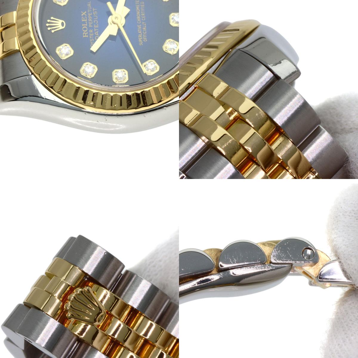 ROLEX ロレックス 179173G デイトジャスト 10P ダイヤモンド ブルーグラデーション 腕時計 SS レディース 中古