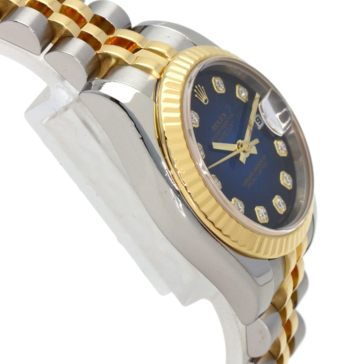 ROLEX ロレックス 179173G デイトジャスト 10P ダイヤモンド ブルーグラデーション 腕時計 SS レディース 中古