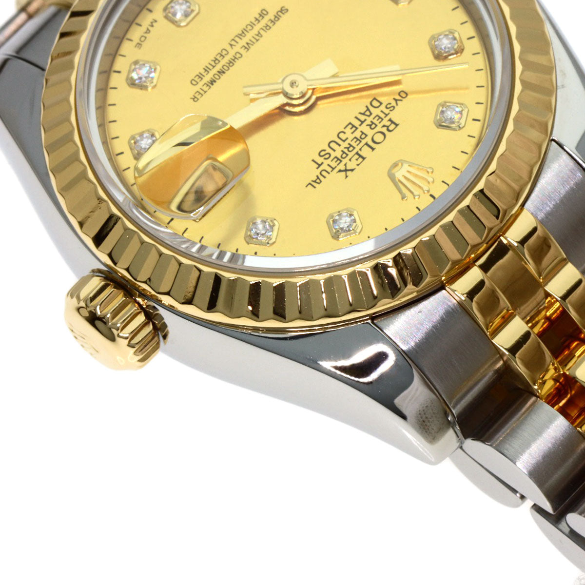 ROLEX ロレックス 179173NG デイトジャスト 10P ダイヤモンド 腕時計 SS レディース 中古