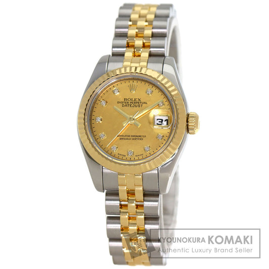 ROLEX ロレックス 179173NG デイトジャスト 10P ダイヤモンド 腕時計 SS レディース 中古