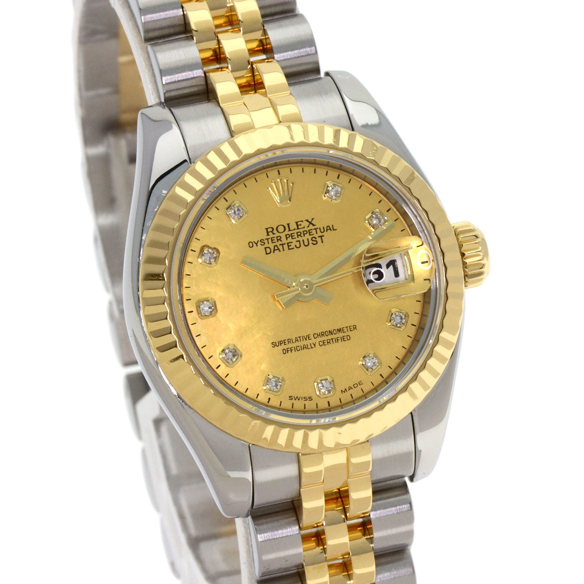 ROLEX ロレックス 179173NG デイトジャスト 10P ダイヤモンド 腕時計 SS レディース 中古