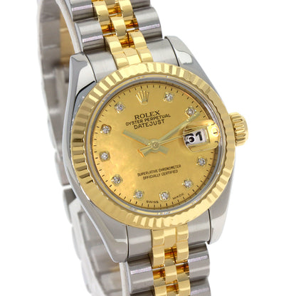 ROLEX ロレックス 179173NG デイトジャスト 10P ダイヤモンド 腕時計 SS レディース 中古