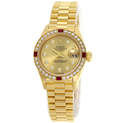 ROLEX ロレックス 69068G デイトジャスト 10P ダイヤモンド 腕時計 K18YG レディース 中古
