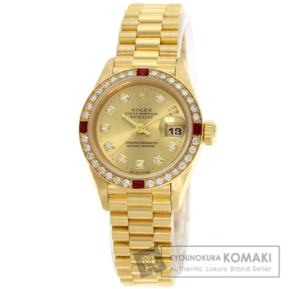 ROLEX ロレックス 69068G デイトジャスト 10P ダイヤモンド 腕時計 K18YG レディース 中古