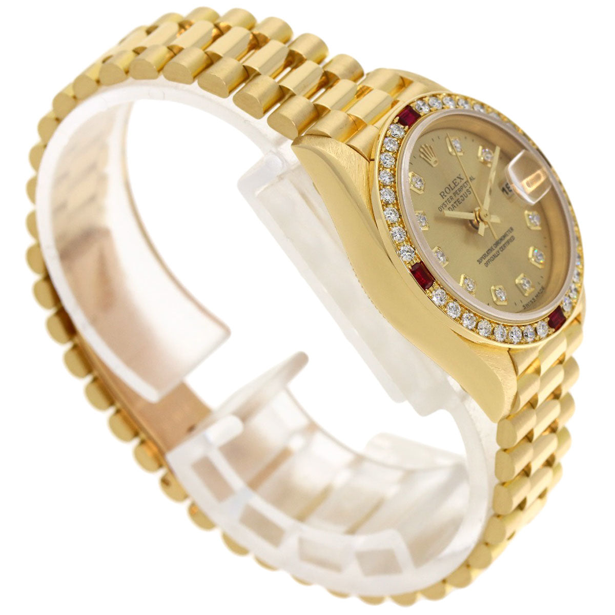 ROLEX ロレックス 69068G デイトジャスト 10P ダイヤモンド 腕時計 K18YG レディース 中古